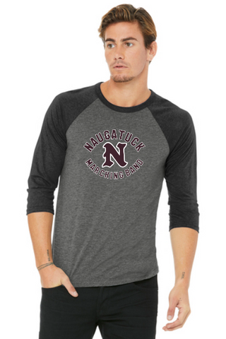 NAUGATUCK BAND BELLA+CANVAS ® Unisex 3/4-Sleeve Baseball Tee