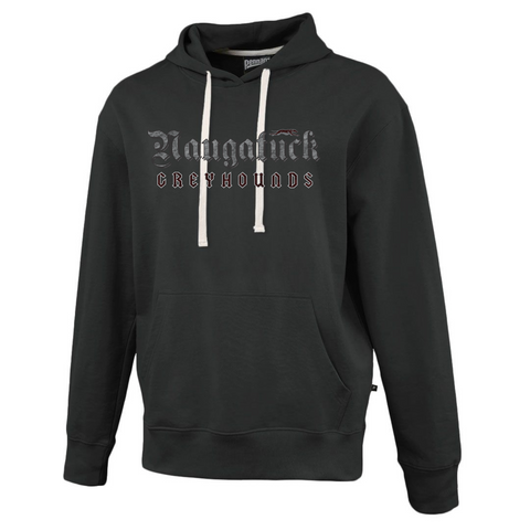 Naugatuck Greyhound Gothic Print Cotton Blend Hooded Sweatshirt