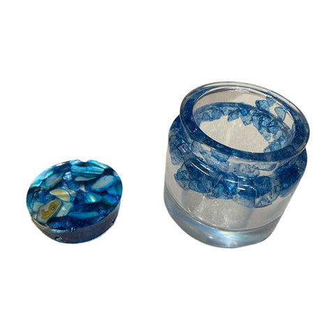 Small Jar with Blue Seaglass