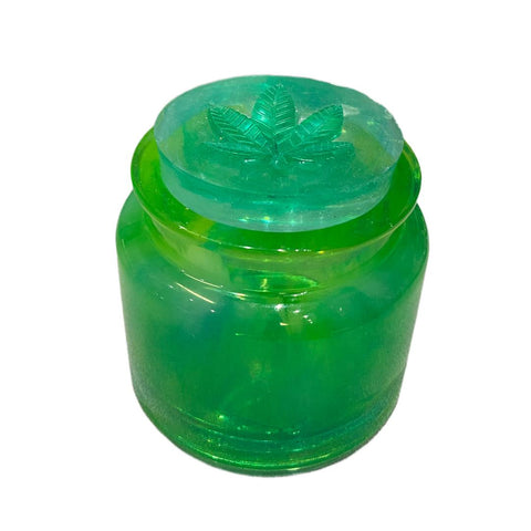 Large Green Jar With Marijuana Leaf