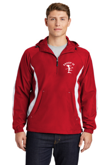 TROOP 28 Unisex 1/2 Zip Embroidered Colorblock Jacket