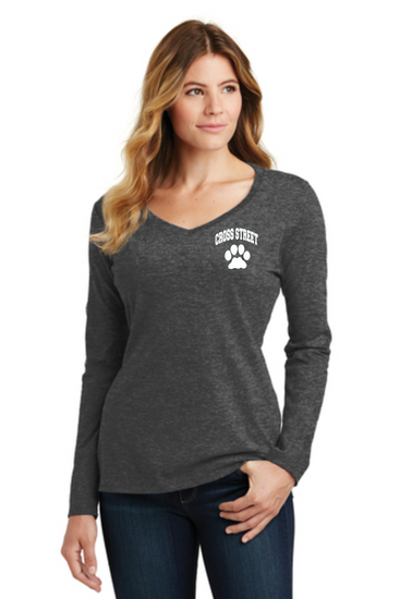Cross Street Ladies V-Neck Longsleeve T-shirt