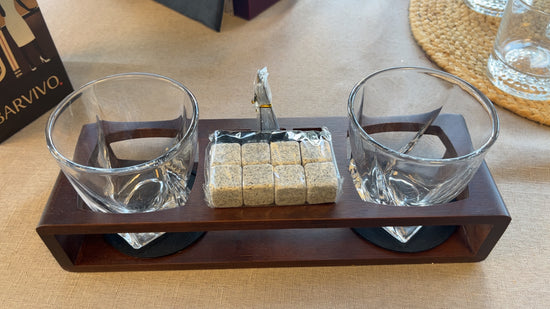 14 Piece Whiskey Glasses Set with Wooden Base