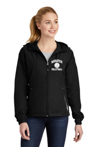 Naugatuck Volleyball Black/White Ladies Full zip Jacket with Hood
