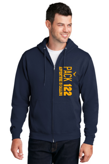PACK 122 COTTON YOUTH AND ADULT FULL ZIP HOODED SWEATSHIRT