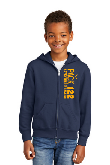 PACK 122 COTTON YOUTH AND ADULT FULL ZIP HOODED SWEATSHIRT