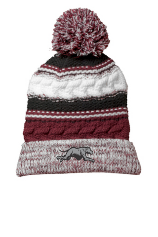 Big Pom Knit hat with embroidered Greyhound