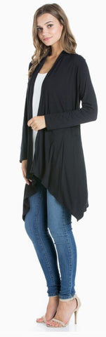 Long Sleeve Open Front Drape Cardigan