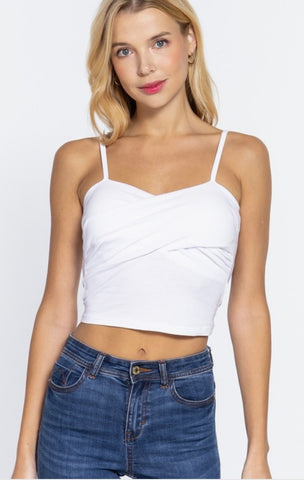 Junior Removable Bra Cup Front Twisted Detail Cotton Spandex Cami