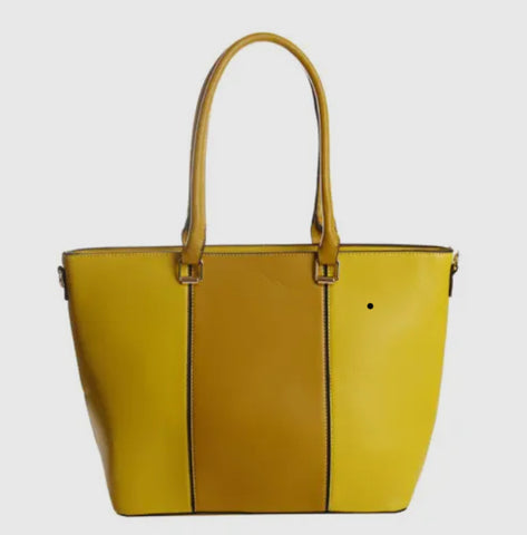 Vegan Leather Executive colorblock tote bag