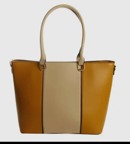 Vegan Leather Executive colorblock tote bag