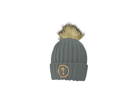 Regency RE Embroidered Faux Fur Pom Beanie